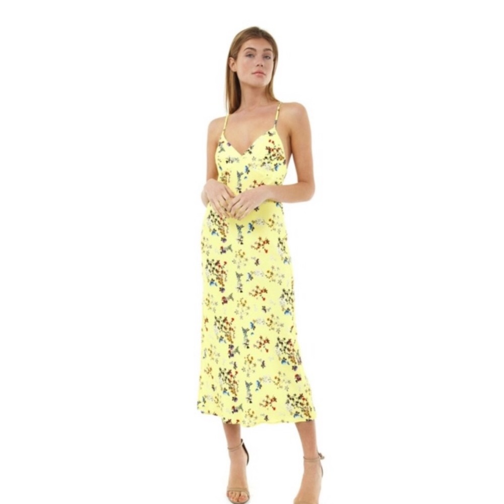 Blue Life Floral Yellow Slip Dress - XS